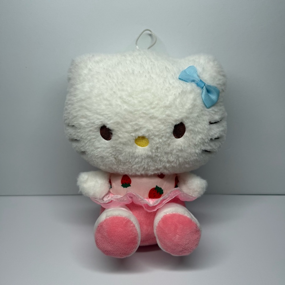 Hello Kitty Strawberry Fluffy Stuffed Plush Sanrio Character Toy Pink Red Blue